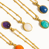 Caillou 18K Gold Assorted Natural Stone Necklace: Moonstone
