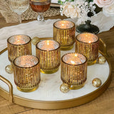 Ribbed Gold Glass Votive Candle Holder