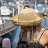 Leor 3" Brim Crochet Straw Sun Hat in Natural