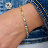Dahlia Blue Aventurine & Gold Beaded Bracelet