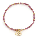 Dash Gold & Pink Tourmaline Beaded Charm Bracelet