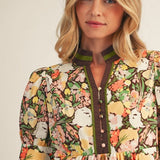 Puff Shoulder Floral Tiered Midi Dress