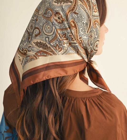 Boho Paisley Print Elegant Silk Scarf