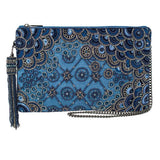Work It Denim Blue Beaded Embellished Crossbody Clutch