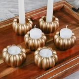 2-in-1 Pumpkin Tealight/Candlestick Holder Gold