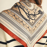 Flower, Paisley & Chain Print Elegant Silk Scarf