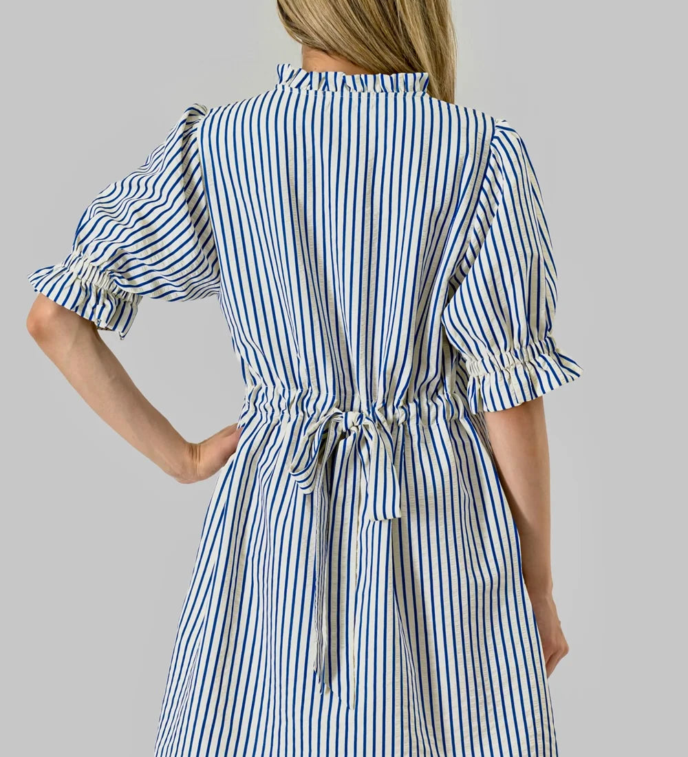 Quinn Striped Dress- Blue & White