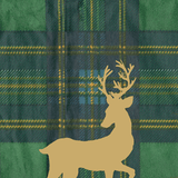 Caspari Reindeer Tartan Green Guest Towels - includes 15 Guest Towels