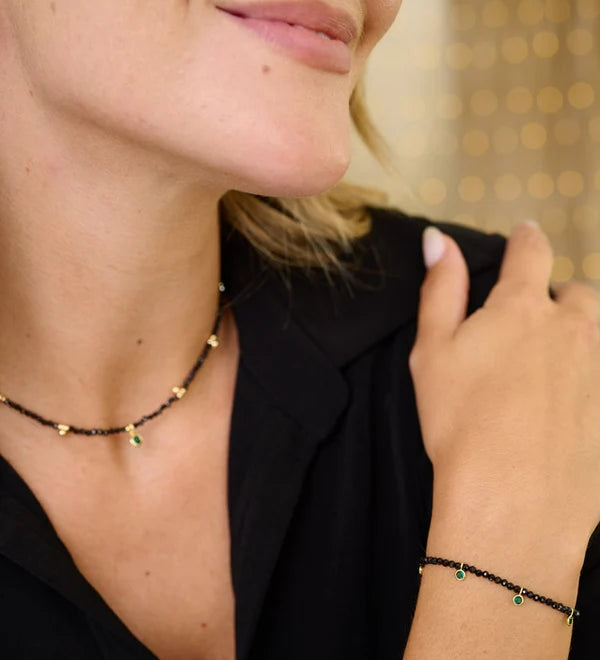 Holly Gold & Black Spinel Gemstone Charm Bracelet