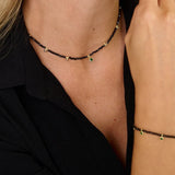 Jasmine Gold & Black Spinel Beaded Pendant Necklace