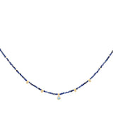 Jasmine Gold & Blue Aventurine Beaded Pendant Necklace