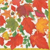 Caspari Swirling Leaves White Cocktail Napkins - includes 20 Cocktail Napkins