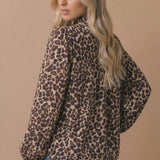 Bubble Long Sleeve Leopard Print Blouse