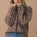 Bubble Long Sleeve Leopard Print Blouse