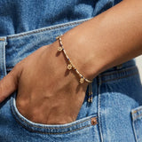 Rania Blue & Gold Beaded Charm Bracelet