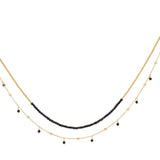Lily Gold & Black Spinel Gemstone Beaded Necklace