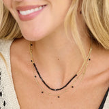 Lily Gold & Black Spinel Gemstone Beaded Necklace