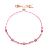 Meadow Gold & Pink Tourmaline Beaded Slider Bracelet