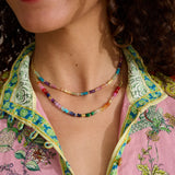 Molly Gold & Rainbow Beaded Gemstone Necklace