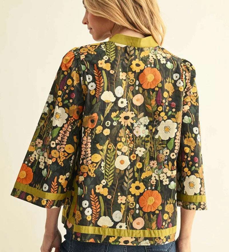 Mustard Floral Mix Top