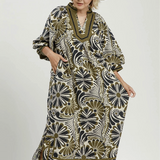 Abstract Print Midi Dress - Olive Mix - 2XL