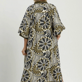Abstract Print Midi Dress - Olive Mix - 2XL