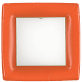 Caspari Grosgrain Deep Orange Sq Dinner Plates Square