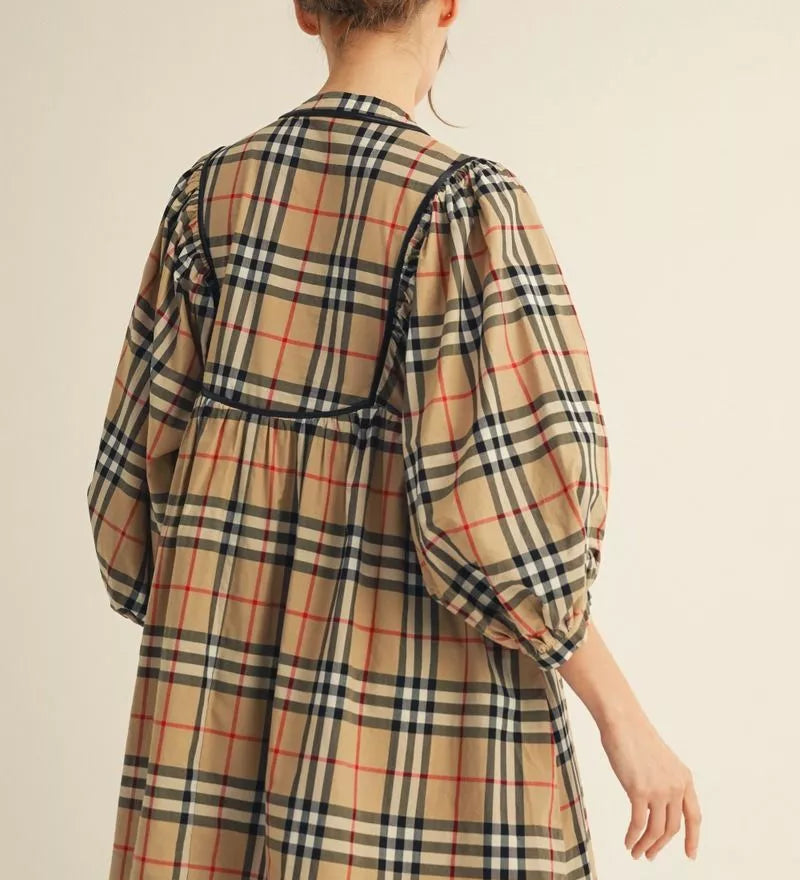 Plaid Taupe Dress