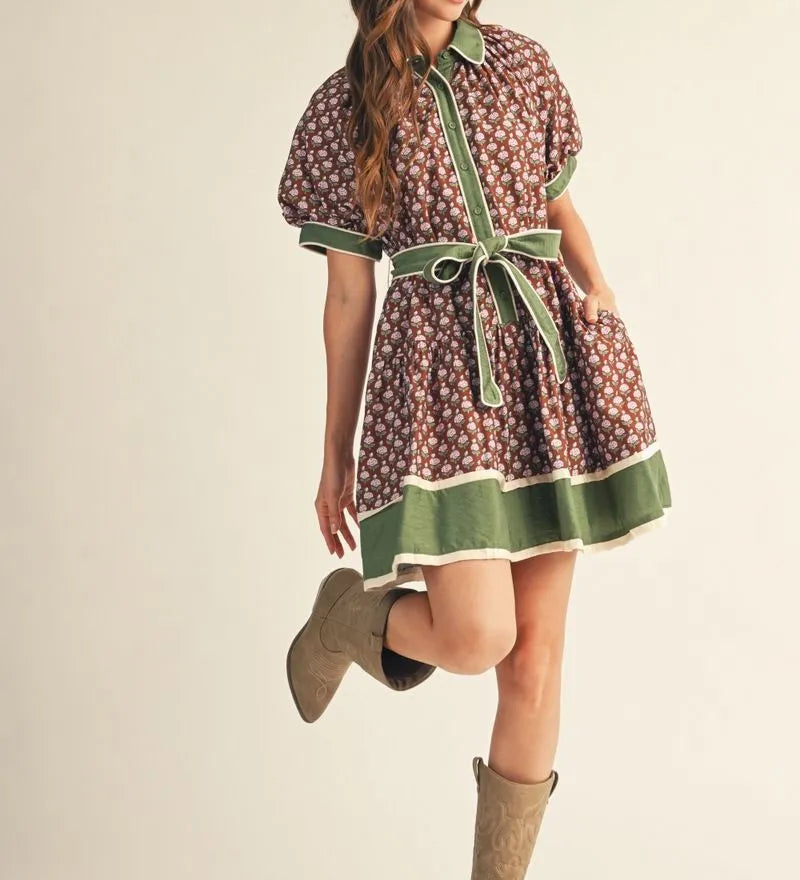 Waist Tie Floral Lovely Dress