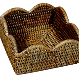 Caspari Rattan Scallop Cocktail Nap Hld-Nat Ttop Rattan Scallop Cocktail Holder