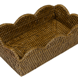 Caspari Rattan Scallop Guest Twl Hldr-Natur Ttop Rattan Scallop Guest Twl Hldr