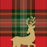 Caspari Reindeer Tartan Red Guest Towels - includes 15 Guest Towels