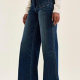 Judy Blue High Waist Lux Retro Wide Leg Patch Tab Jeans