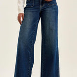 Judy Blue High Waist Lux Retro Wide Leg Patch Tab Jeans