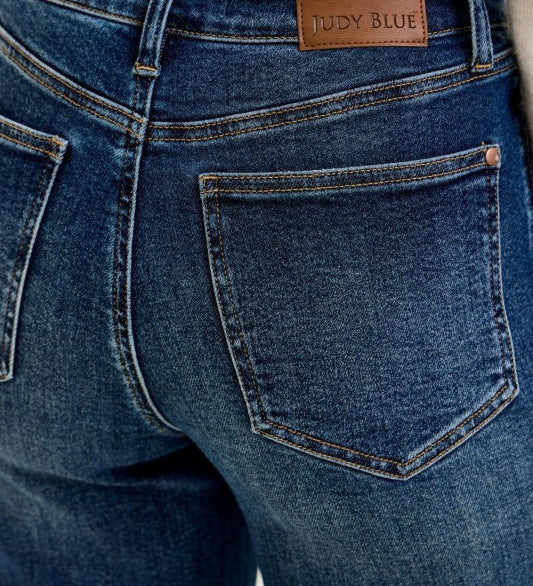 Judy Blue High Waist Lux Retro Wide Leg Patch Tab Jeans