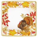 Caspari Woodland Turkey Sq Salad/Dessert Plates Square