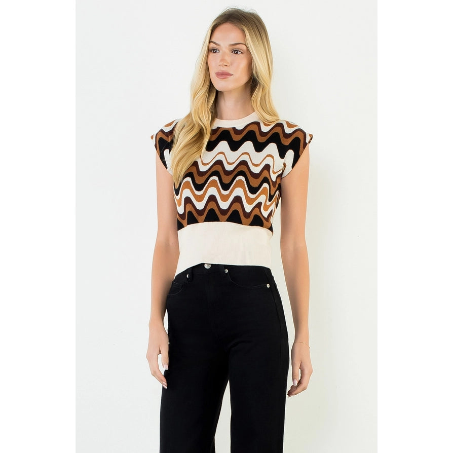Abstract Vest Top - Brown