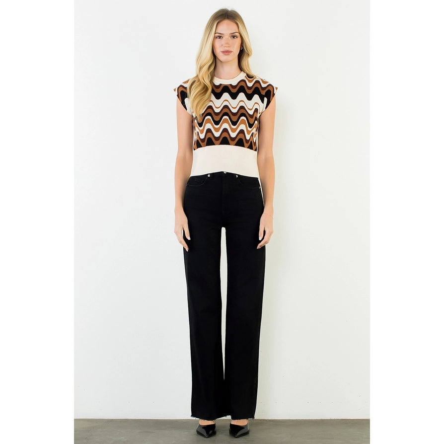 Abstract Vest Top - Brown