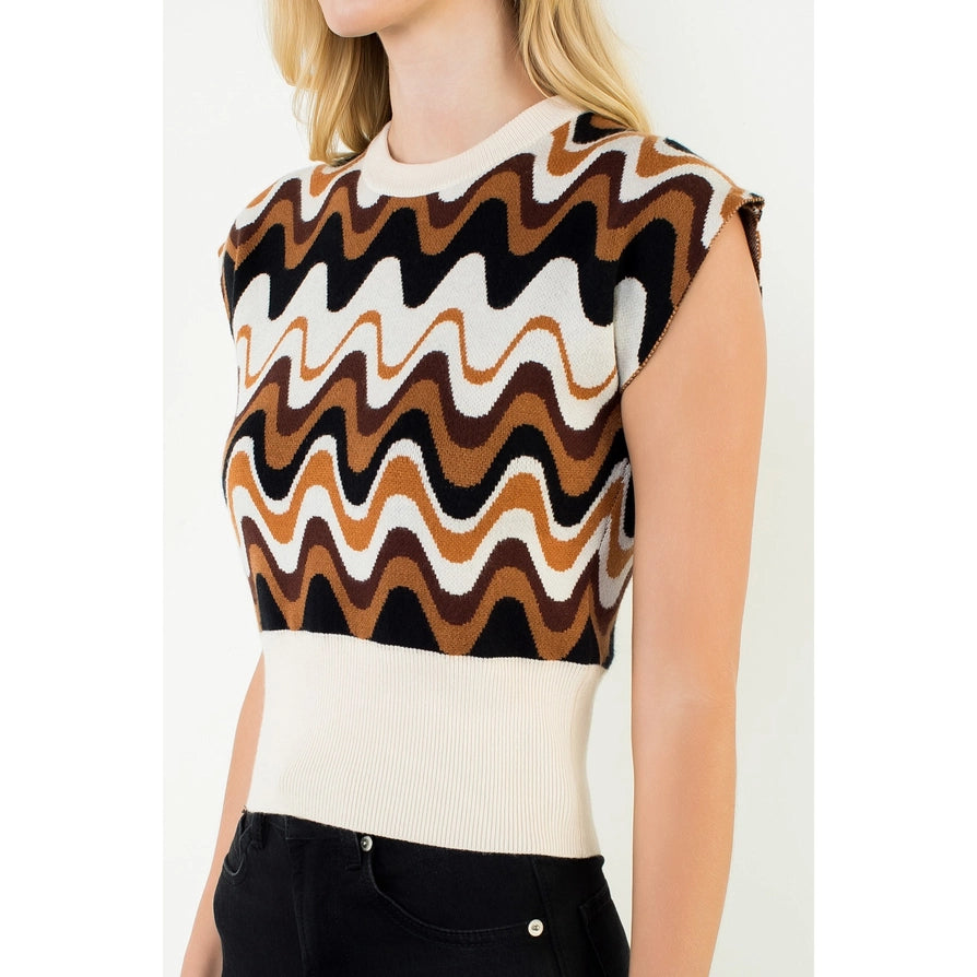 Abstract Vest Top - Brown