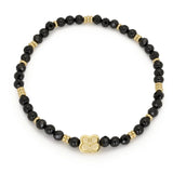 Wonder Gold & Black Spinel Stretch Bead Bracelet